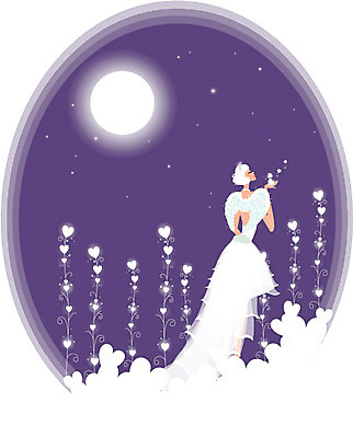 EPS 드레스 여자 별 신부 웨딩드레스 결혼 일러스트 밤하늘 천사 한명 사람 20대 성인 야외 보름달 달 천사날개 하트꽃 여자만 여자한명만 성인여자만 청년만 청년여자만 성인한명만 청년여자한명만 성인여자한명만 성인만 국내일러스트 자연요소 1 옷 꽃 날개 하늘 이벤트 청년 야간 파일형식 벡터