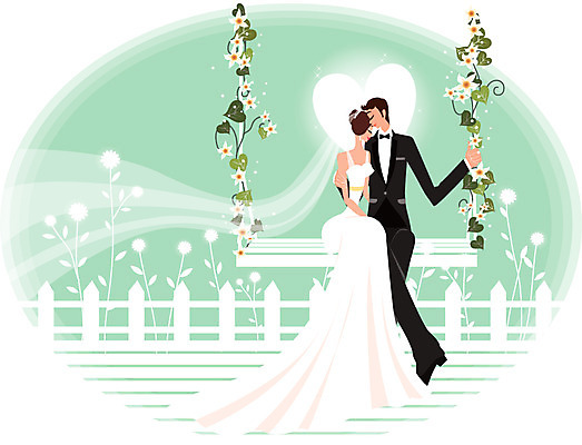 EPS 커플 드레스 여자 남자 꽃 행복 웨딩드레스 결혼 일러스트 키스 사랑 사람 정장 턱시도 야외 두명 울타리 하트 그네 국내일러스트 모양 식물 옷 감정 관계 이벤트 담장 애정표현 파일형식 벡터