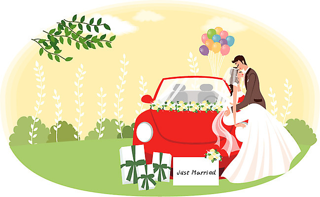 EPS 주간 나무 구름 커플 드레스 여자 남자 꽃 행복 웨딩드레스 결혼 일러스트 자동차 하늘 나뭇잎 키스 선물 사랑 사람 정장 턱시도 야외 두명 장식 풍선 웨딩카 국내일러스트 자연요소 식물 옷 감정 육상교통 잎 관계 이벤트 애정표현 파일형식 벡터