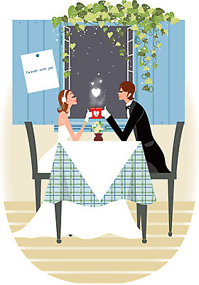 EPS 주간 커플 드레스 여자 남자 신부 웨딩드레스 신랑 결혼 의자 일러스트 창문 탁자 사랑 사람 정장 턱시도 야외 두명 꽃병 머그컵 신혼여행 하트 덩굴 건배 국내일러스트 자연요소 모양 식물 옷 꽃 감정 가구 관계 이벤트 컵 파일형식 벡터