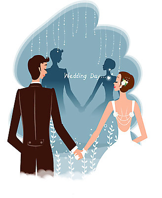 EPS 드레스 여자 남자 행복 실루엣 웨딩드레스 결혼 일러스트 그림자 사랑 사람 정장 턱시도 두명 장미 신랑신부 국내일러스트 옷 꽃 감정 신부_웨딩 신랑 촬영기법 이벤트 파일형식 벡터