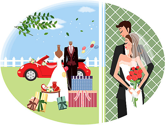 EPS 주간 구름 드레스 여자 남자 웨딩드레스 결혼 일러스트 자동차 하늘 나뭇잎 선물 사람 정장 턱시도 두명 선물상자 울타리 장미 예물 스포츠카 풍선 웨딩카 신랑신부 국내일러스트 자연요소 옷 꽃 신부_웨딩 육상교통 신랑 잎 이벤트 담장 상자 파일형식 벡터