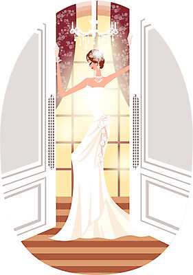EPS 드레스 여자 신부 웨딩드레스 결혼 일러스트 창문 실내 한명 사람 파티 문 커튼 샹들리에 여자만 여자한명만 국내일러스트 1 옷 조명 이벤트 내부 파일형식 벡터