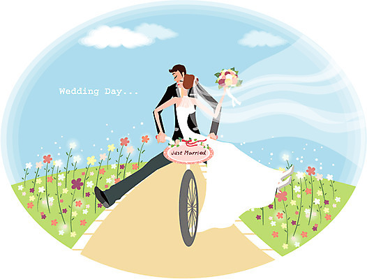EPS 주간 구름 드레스 여자 남자 꽃 행복 부케 웨딩드레스 결혼 꽃밭 일러스트 하늘 사랑 사람 정장 턱시도 야외 두명 장미 자전거 꽃길 신랑신부 국내일러스트 자연요소 식물 옷 감정 길 신부_웨딩 꽃다발 신랑 이벤트 바이크 파일형식 벡터