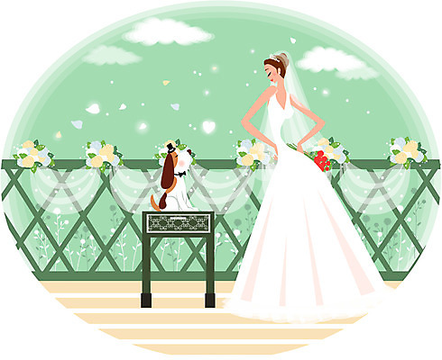 EPS 주간 동물 구름 드레스 여자 꽃 신부 웨딩드레스 결혼 일러스트 탁자 하늘 한명 사람 20대 성인 야외 장식 울타리 장미 개 강아지 여자만 여자한명만 성인여자만 청년만 청년여자만 성인한명만 청년여자한명만 성인여자한명만 성인만 국내일러스트 자연요소 식물 1 옷 가구 포유류 이벤트 청년 담장 반려동물 파일형식 벡터