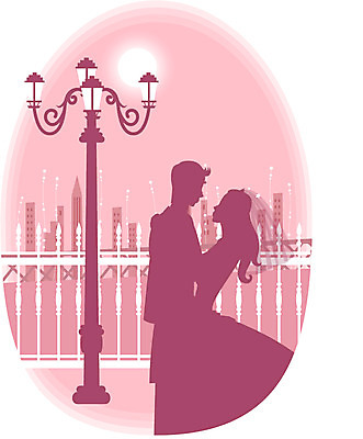 EPS 공원 공공시설 여자 남자 실루엣 신부 분홍색 신랑 결혼 야경 가로등 일러스트 사람 야외 두명 건물 울타리 보름달 달 국내일러스트 자연요소 건축물 컬러 촬영기법 이벤트 담장 야간 시설 파일형식 벡터 풍경_경치