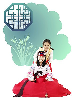 PSD 편집이미지 한국전통 여자 명절 행복 가족 모녀 곡류 미소 웃음 사람 앉기 두명 추석 화목 벼 가을 한복 디지털합성 합성 어깨주무르기 전통문살 여자만 이미지편집 전통 계절 기념일 딸 감정 컨셉 관계 모션 엄마 한국 표정 전통의상 문살 주무르기 파일형식