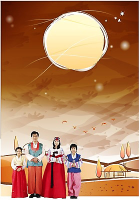 전신 PSD 편집이미지 여자 명절 남자 가족 조류 서기 사람 여러명 야외 추석 보름달 가을 농촌 시골 야간 한복 디지털합성 합성 이미지편집 자연요소 동물 한국전통 전통 계절 기념일 다수 관계 모션 달 전통의상 파일형식