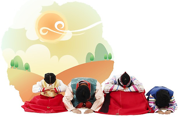 PSD 나무 구름 편집이미지 여자 명절 남자 가족 사람 앉기 여러명 태양 추석 가을 인사 절 한복 핵가족 디지털합성 세배 합성 이미지편집 자연요소 식물 한국전통 전통 계절 기념일 다수 관계 모션 예절 절_인사 전통의상 파일형식