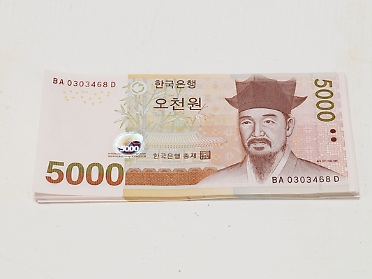 포토 JPG 스튜디오촬영 지폐 돈 실내 누끼 사람없음 금융 경제 오브젝트 오천원 오천원권 국내포토 내부 재산 파일형식