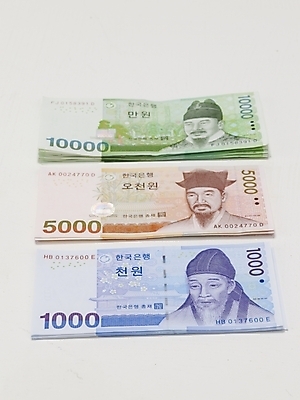 포토 JPG 스튜디오촬영 지폐 돈 실내 누끼 사람없음 금융 경제 만원 오브젝트 천원 오천원 오천원권 국내포토 내부 재산 파일형식