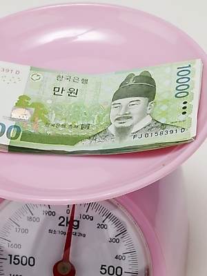 포토 JPG 스튜디오촬영 지폐 돈 실내 저울 근접촬영 사람없음 금융 경제 만원 오브젝트 계량기 국내포토 뷰포인트 내부 재산 파일형식