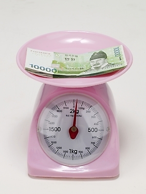 포토 JPG 스튜디오촬영 지폐 돈 실내 저울 누끼 사람없음 금융 경제 만원 오브젝트 계량기 국내포토 내부 재산 파일형식