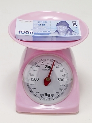 포토 JPG 스튜디오촬영 지폐 돈 실내 저울 사람없음 금융 경제 오브젝트 계량기 천원 국내포토 내부 재산 파일형식