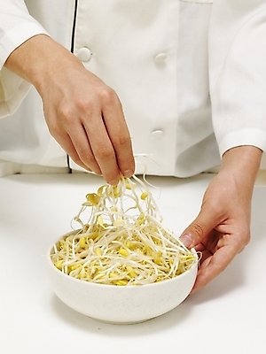 포토 JPG 스튜디오촬영 식물 그릇 손 음식 채소 식재료 실내 한명 사람 신체부위 주방장 요리사 대접 조리복 나물 콩나물 국내포토 직업 1 식기 유니폼 내부 파일형식