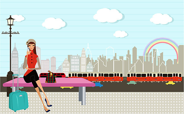 EPS 주간 구름 공공시설 여자 여행 가로등 벤치 일러스트 휴가 휴식 한명 사람 20대 성인 취미 야외 라이프 스마트폰 여행가방 자유 도시 전차 안식처 여자만 여자한명만 성인여자만 청년만 청년여자만 성인한명만 청년여자한명만 성인여자한명만 성인만 국내일러스트 자연요소 1 육상교통 컨셉 의자 가방 대중교통 청년 생활 핸드폰 스마트기기 시설 파일형식 벡터