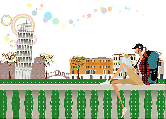 EPS 주간 여자 여행 지도 일러스트 배낭 휴가 휴식 한명 사람 20대 성인 취미 야외 라이프 이탈리아 세계문화유산 자유 발코니 이탈리아문화 피사의사탑 유럽여행 안식처 여자만 여자한명만 성인여자만 청년만 청년여자만 성인한명만 청년여자한명만 성인여자한명만 성인만 국내일러스트 자연요소 1 유럽 해외여행 컨셉 가방 청년 생활 문화재 유럽문화 파일형식 벡터