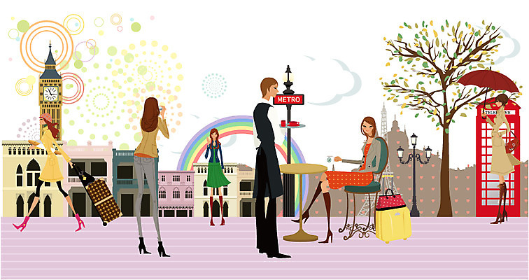 EPS 주간 나무 여자 남자 여행 무지개 의자 가방 일러스트 우산 탁자 휴가 휴식 거리 알림판 사람 빌딩 여러명 취미 야외 건물 라이프 카메라 여행가방 자유 에펠탑 웨이터 공중전화 안식처 국내일러스트 자연요소 식물 직업 건축물 잡화 가구 다수 컨셉 생활 전자제품 전화기 파리 랜드마크 파일형식 벡터