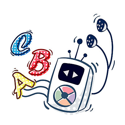 EPS 아이콘 영어 교육 큐티아이콘 영어교육 사람없음 전자제품 MP3 2D아이콘 문자 파일형식 벡터