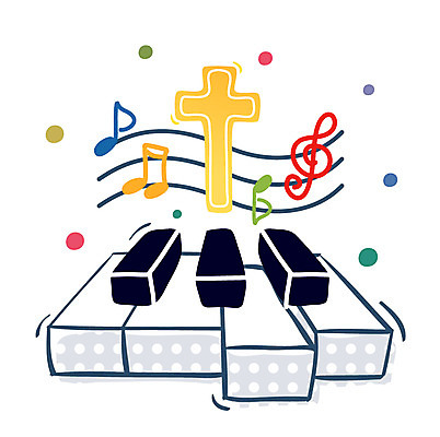 EPS 아이콘 기독교 종교 악기 음악 십자가 큐티아이콘 사람없음 건반 피아노 건반악기 반주 2D아이콘 문화예술 파일형식 벡터