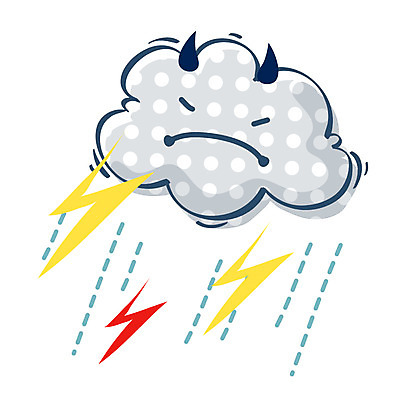 EPS 자연요소 구름 아이콘 캐릭터 자연 날씨 큐티아이콘 사람없음 비 번개 빗방울 먹구름 비구름 2D아이콘 비_날씨 생태계 파일형식 벡터 구름_자연