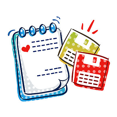 EPS 아이콘 비즈니스 문구용품 큐티아이콘 사람없음 다이어리 메모지 플로피디스크 2D아이콘 사무용품 오브젝트 파일형식 벡터