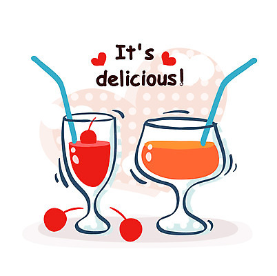 EPS 아이콘 음료 음식 디저트 큐티아이콘 빨대 사람없음 컵 주스 체리 2D아이콘 식기 과일 파일형식 벡터