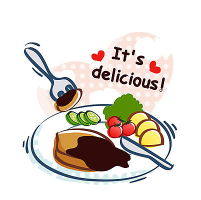 EPS 아이콘 접시 음식 포크 채소 큐티아이콘 서양음식 스테이크 사람없음 샐러드 2D아이콘 식기 파일형식 벡터