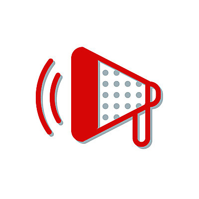 EPS 아이콘 컬러 안내 사람없음 빨간색 픽토그램 스피커 확성기 알림 오브젝트 심플아이콘 2D아이콘 음향기기 파일형식 벡터