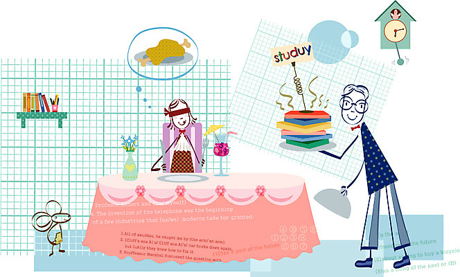 EPS 여자 교육 남자 시계 일러스트 고등학생 고등학교 사람 두명 책 컵 스쿨라이프 꽃병 쥐 십대만 국내일러스트 학생 라이프스타일 식기 꽃 학교 청소년 설치류 파일형식 벡터