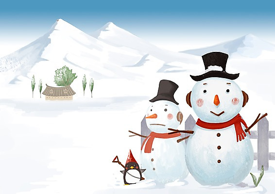 PSD 사계절 계절 백그라운드 설경 겨울 일러스트 자연 눈사람 산 주택 풍경 사람없음 눈 펭귄 겨울배경 국내일러스트 자연요소 조류 날씨 건물 생태계 파일형식