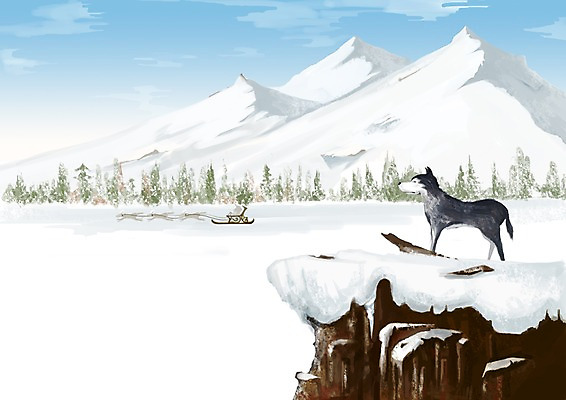 주간 PSD 동물 척추동물 육지동물 사계절 계절 백그라운드 설경 겨울 일러스트 포유류 자연 산 풍경 사람없음 야외 개 시베리안허스키 겨울배경 국내일러스트 자연요소 생태계 파일형식