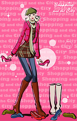 우먼라이프 라이프스타일 여자 패션 구두 겨울 일러스트 사람 쇼핑 여자만 국내일러스트 계절 신발 생활