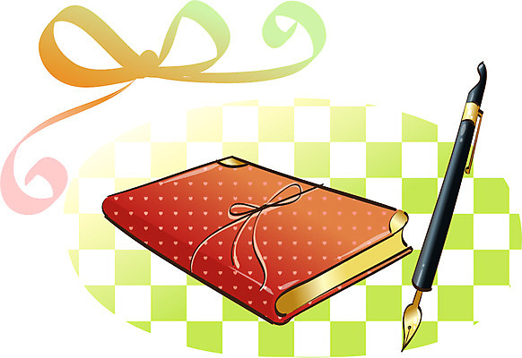 EPS 아이콘 리본 비즈니스 문구용품 사람없음 책 만년필 다이어리 공책 일기 2D아이콘 펜 사무용품 오브젝트 파일형식 벡터