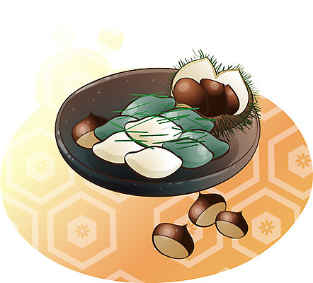 EPS 식물 아이콘 전통 그릇 접시 명절 한국 사람없음 추석 견과류 밤 송편 2D아이콘 식기 기념일 아시아 떡 파일형식 벡터