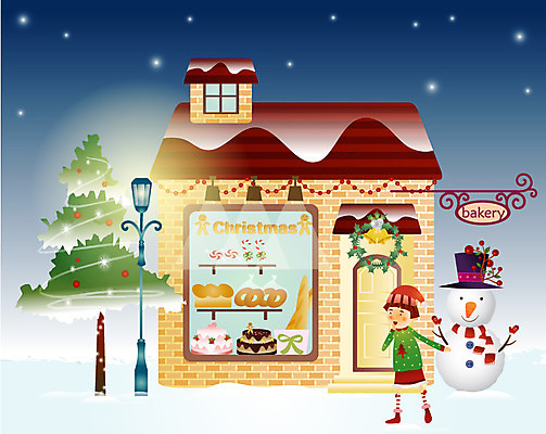 EPS 계절 공공시설 여자 기념일 종교 초등학생 어린이 빵 크리스마스 겨울 가로등 일러스트 눈사람 한명 사람 소녀 야외 크리스마스트리 빵집 눈 야간 전나무 별빛 여자만 여자한명만 어린이만 소녀만 소녀한명만 국내일러스트 자연요소 나무 1 학생 별 음식 날씨 이벤트 빛 상점 시설 파일형식 벡터