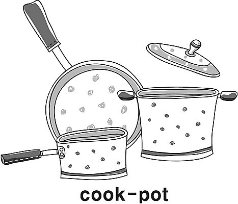 EPS 아이콘 영어 생활용품 주방용품 흑백 영어교육 사람없음 단어 프라이팬 솥 냄비 라인아이콘 조리용품 2D아이콘 문자 교육 촬영기법 오브젝트 파일형식 벡터