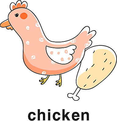 EPS 동물 아이콘 영어 음식 식재료 육류 영어교육 사람없음 단어 통닭 치킨 닭고기 닭 라인아이콘 닭다리 축산물 2D아이콘 문자 교육 조류 축산업 닭고기요리 파일형식 벡터
