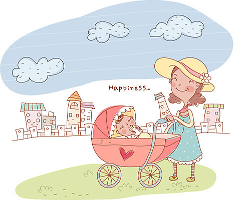EPS 주간 구름 모자 라이프스타일 여자 남자 행복 일러스트 엄마 사람 빌딩 야외 두명 건물 울타리 임신 육아 아기 외출 유모차 분유 국내일러스트 자연요소 건축물 잡화 감정 가족 생활 담장 아기용품 파일형식 벡터