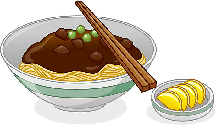 EPS 아이콘 음식 젓가락 큐티아이콘 사람없음 하이앵글 중식 면류 면 짜장면 단무지 2D아이콘 뷰포인트 수저 파일형식 벡터