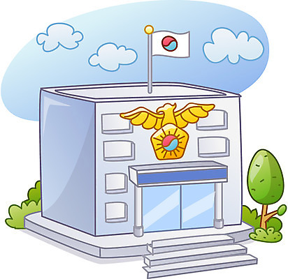 EPS 주간 아이콘 시설물 공공시설 현대건축 건축 큐티아이콘 사람없음 야외 건물 관공서 경찰서 파출소 2D아이콘 자연요소 건축물 경찰 시설 파일형식 벡터