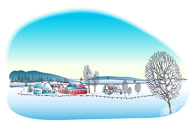 EPS 주간 나무 사계절 계절 백그라운드 설경 겨울 일러스트 자연 주택 풍경 사람없음 야외 마을 겨울배경 국내일러스트 자연요소 식물 건물 생태계 파일형식 벡터