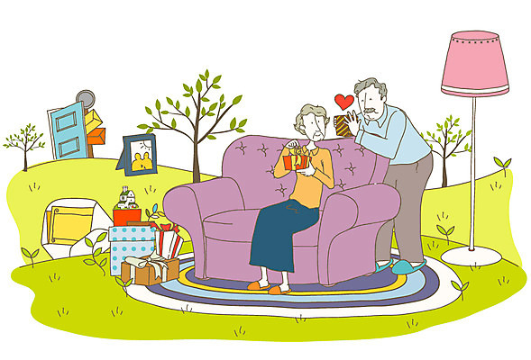 EPS 주간 전신 나무 라이프스타일 부부 커플 여자 노년 남자 행복 여유 일러스트 하늘 선물 사랑 사람 잔디 취미 야외 두명 라이프 실버라이프 상자 소파 노부부 카펫 표현 실버 노인복지 실버타운 노인만 성인만 국내일러스트 자연요소 식물 감정 의자 관계 성인 생활 복지 파일형식 벡터