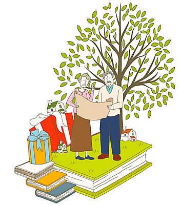 EPS 주간 전신 나무 라이프스타일 부부 커플 여자 노년 남자 행복 여유 일러스트 주택 선물 사랑 사람 잔디 취미 야외 두명 라이프 책 실버라이프 독서 노부부 실버 노인복지 실버타운 노인만 성인만 국내일러스트 자연요소 식물 감정 관계 성인 건물 생활 복지 파일형식 벡터