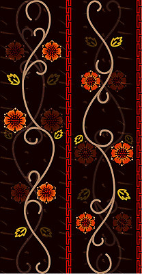 EPS 식물 한국문화 한국전통 꽃 줄기 컬러 백그라운드 잎 무늬 패턴 일러스트 한국 사람없음 전통문양 주황색 당초문 국내일러스트 동양문화 전통 문양 아시아 파일형식 벡터