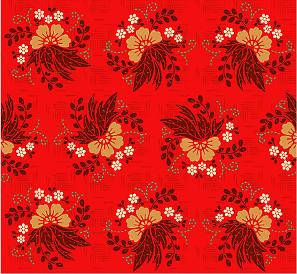 EPS 식물 한국문화 한국전통 꽃 컬러 백그라운드 잎 무늬 패턴 일러스트 한국 사람없음 빨간색 전통문양 국내일러스트 동양문화 전통 문양 아시아 파일형식 벡터