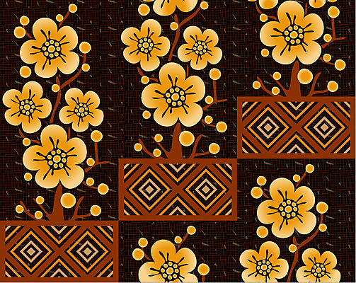 EPS 식물 한국문화 한국전통 꽃 백그라운드 무늬 꽃무늬 패턴 일러스트 한국 사람없음 전통문양 매화 당초문 국내일러스트 동양문화 전통 문양 아시아 파일형식 벡터