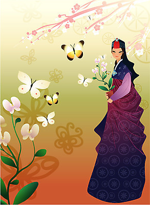EPS 전신 식물 한국문화 한국전통 여자 명절 꽃 나비 일러스트 새해 한명 서기 사람 20대 성인 전통의상 한복 미인 매화 호접란 치마저고리 조바위 관모 치맛자락 여자만 여자한명만 성인여자만 청년만 청년여자만 성인한명만 청년여자한명만 성인여자한명만 성인만 국내일러스트 1 동양문화 전통 기념일 곤충 모션 전통소품 한국 청년 치마 파일형식 벡터
