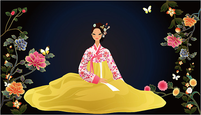 EPS 전신 식물 한국문화 한국전통 여자 명절 꽃 나비 일러스트 새해 국화 한명 사람 앉기 20대 성인 전통의상 한복 미인 치마저고리 가채 여자만 여자한명만 성인여자만 청년만 청년여자만 성인한명만 청년여자한명만 성인여자한명만 성인만 국내일러스트 1 동양문화 전통 기념일 곤충 모션 한국 청년 파일형식 벡터