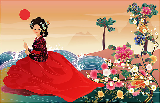 EPS 전신 나무 식물 한국문화 한국전통 여자 명절 꽃 파도 일러스트 자연 새해 산 국화 한명 사람 앉기 20대 성인 물 태양 소나무 전통의상 한복 미인 치마저고리 가채 여자만 여자한명만 성인여자만 청년만 청년여자만 성인한명만 청년여자한명만 성인여자한명만 성인만 국내일러스트 자연요소 1 동양문화 전통 기념일 바다 모션 한국 청년 생태계 파일형식 벡터